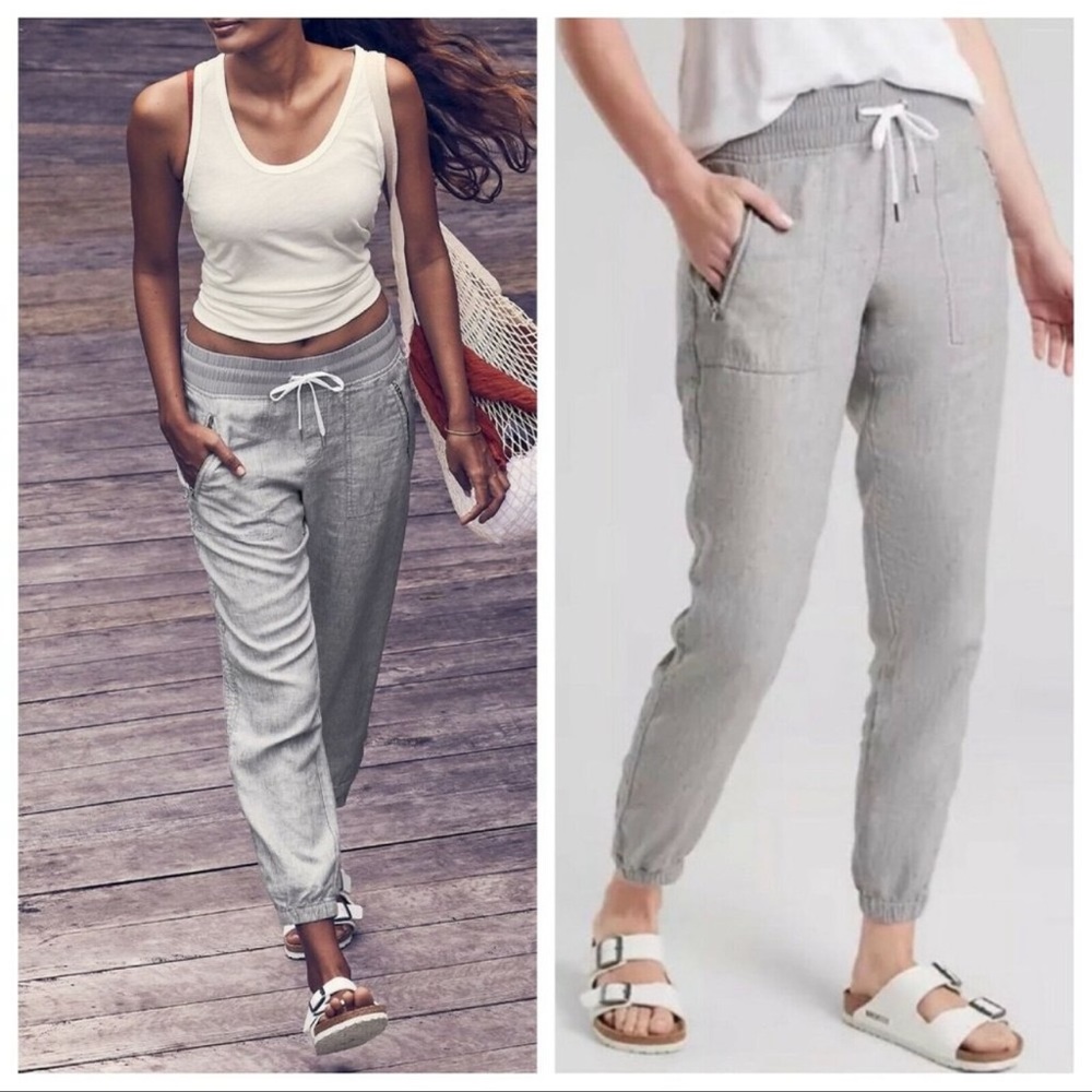 Athleta Cabo Linen Joggers Gray 6